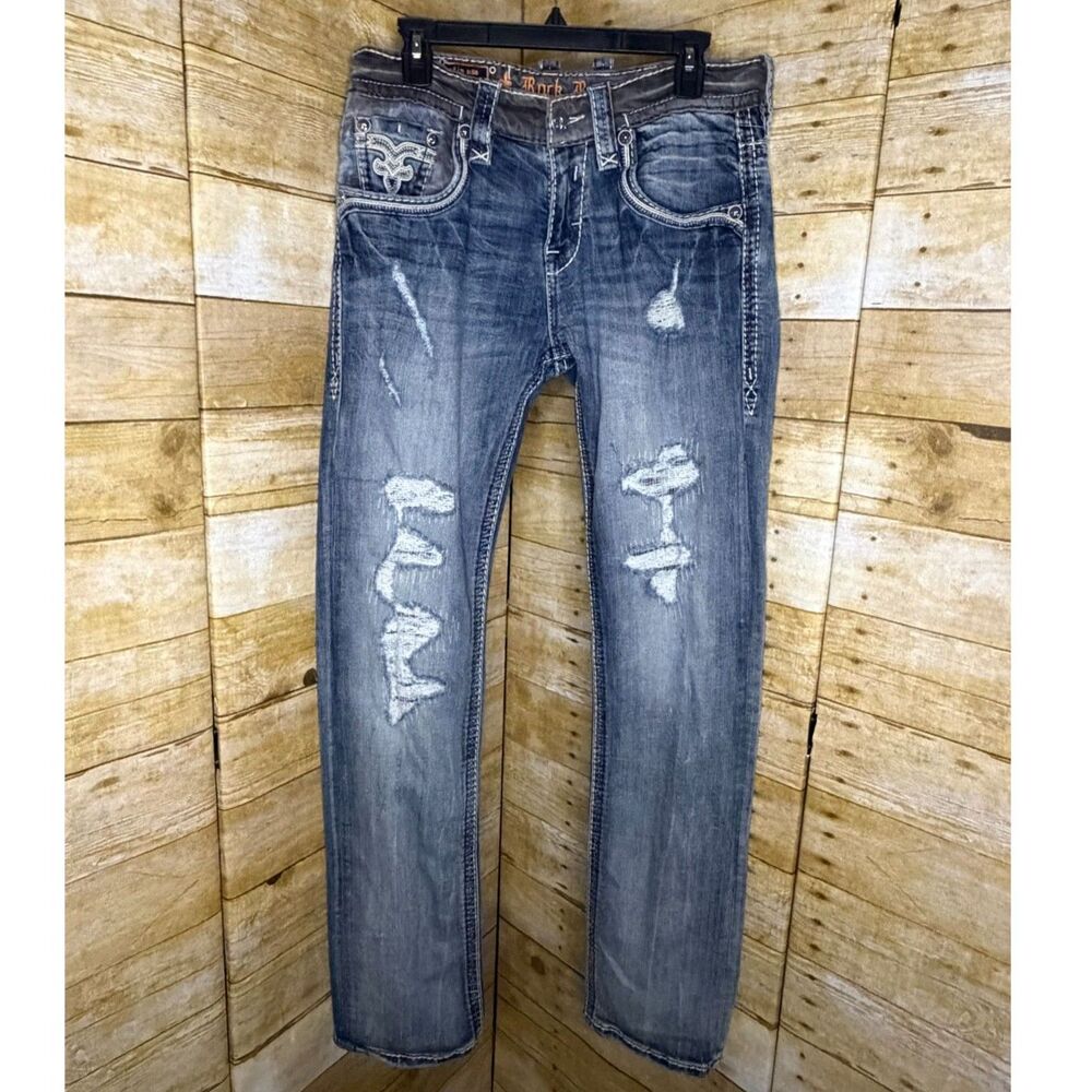 Rock Revival Tyme western straight leg premium festival concert denim  32x34